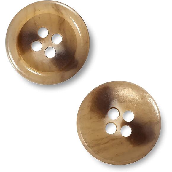 12 Pcs Round Sewing Buttons Dark Brown & Tan Marbled Plastic 24L 4-Hole 16mm - Picture 5 of 6